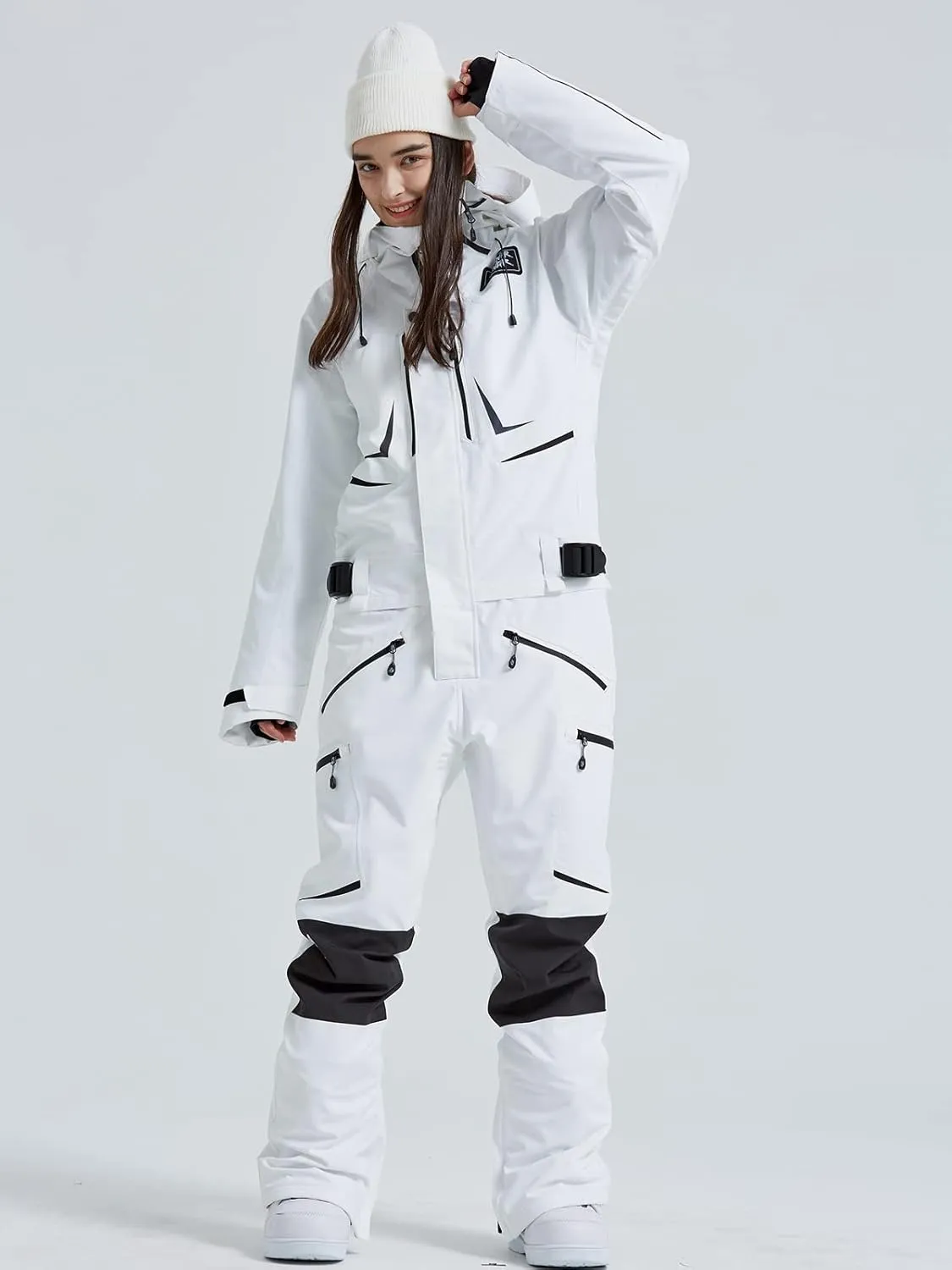 SEARIPE Women and Men's Ski Suits One Piece Jumpsuit Winter Outdoor Waterproof Warm Snowsuits