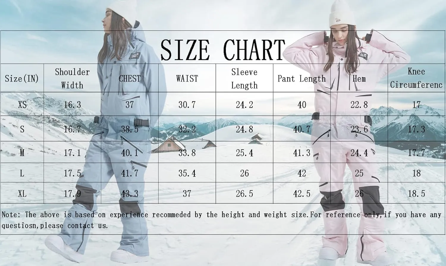 SEARIPE Women and Men's Ski Suits One Piece Jumpsuit Winter Outdoor Waterproof Warm Snowsuits