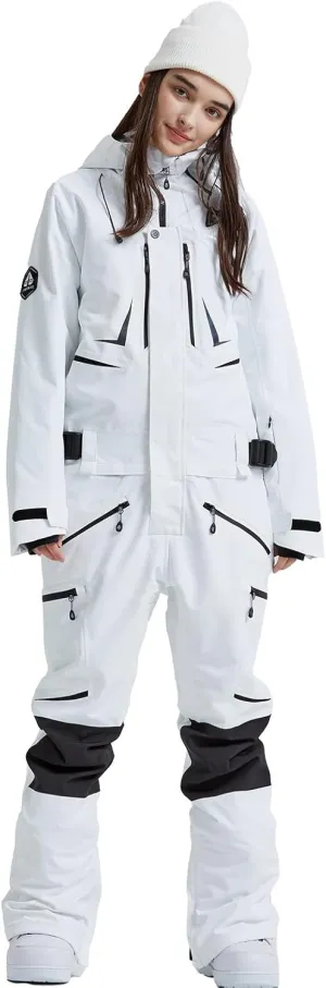 SEARIPE Women and Men's Ski Suits One Piece Jumpsuit Winter Outdoor Waterproof Warm Snowsuits