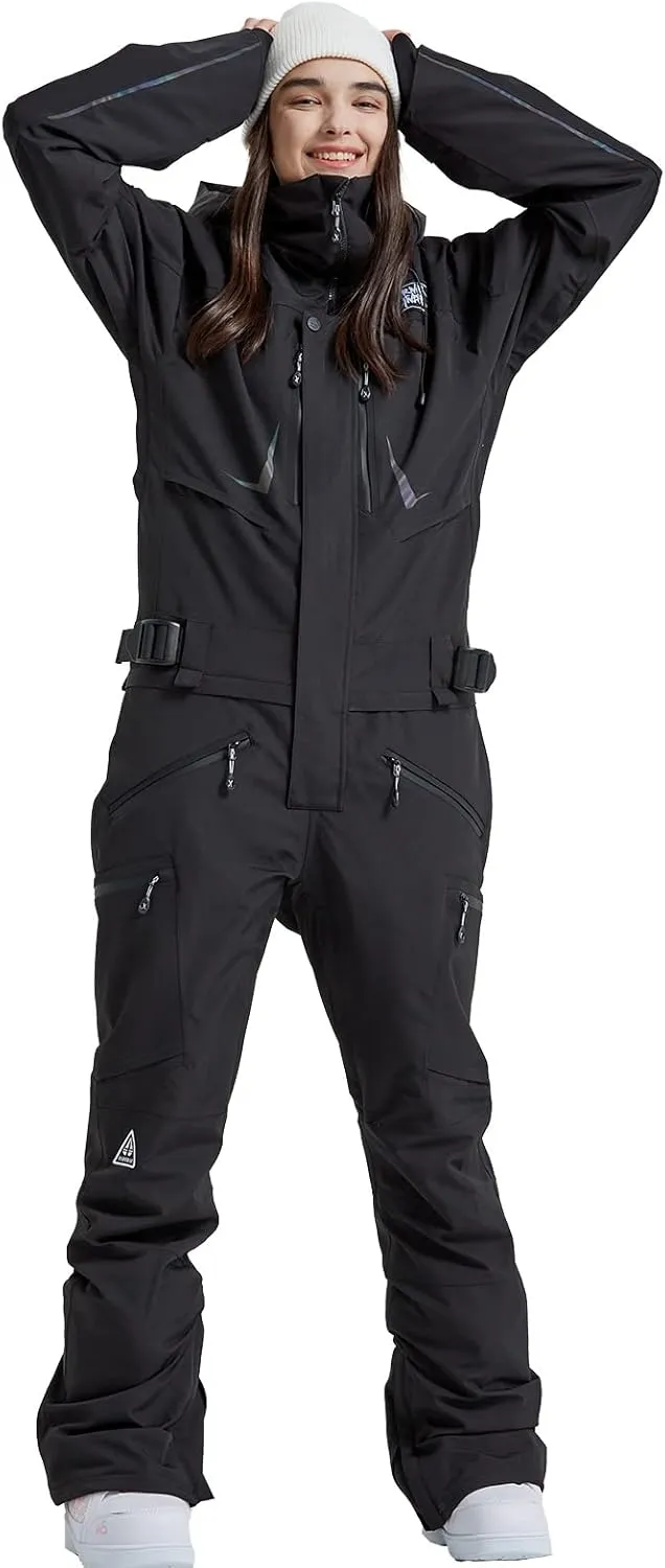SEARIPE Women and Men's Ski Suits One Piece Jumpsuit Winter Outdoor Waterproof Warm Snowsuits