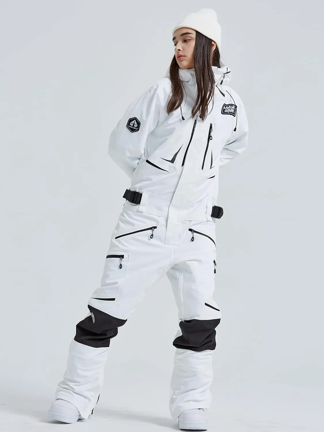 SEARIPE Women and Men's Ski Suits One Piece Jumpsuit Winter Outdoor Waterproof Warm Snowsuits
