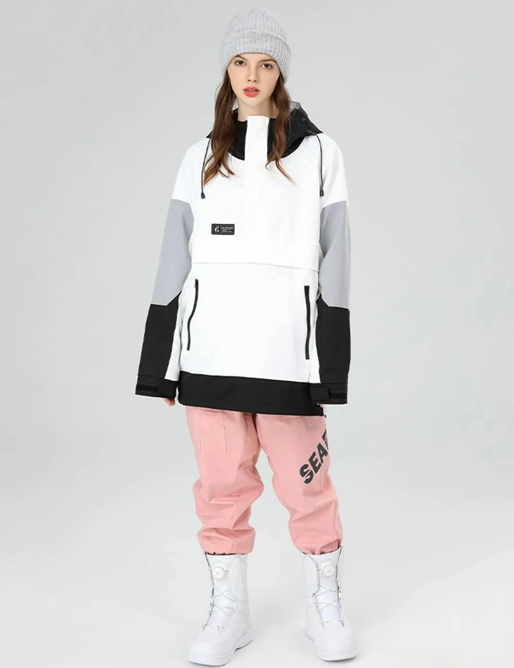 SEARIPE Womens Ski Jacket Mens Snow Jacket Waterproof Winter Snow Coat Couples Pullover Snowboard Hooded