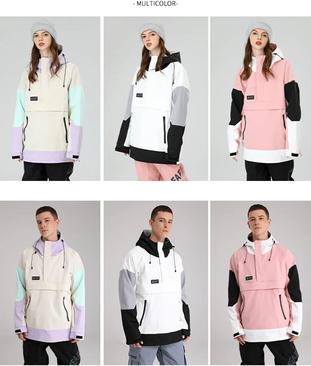 SEARIPE Womens Ski Jacket Mens Snow Jacket Waterproof Winter Snow Coat Couples Pullover Snowboard Hooded