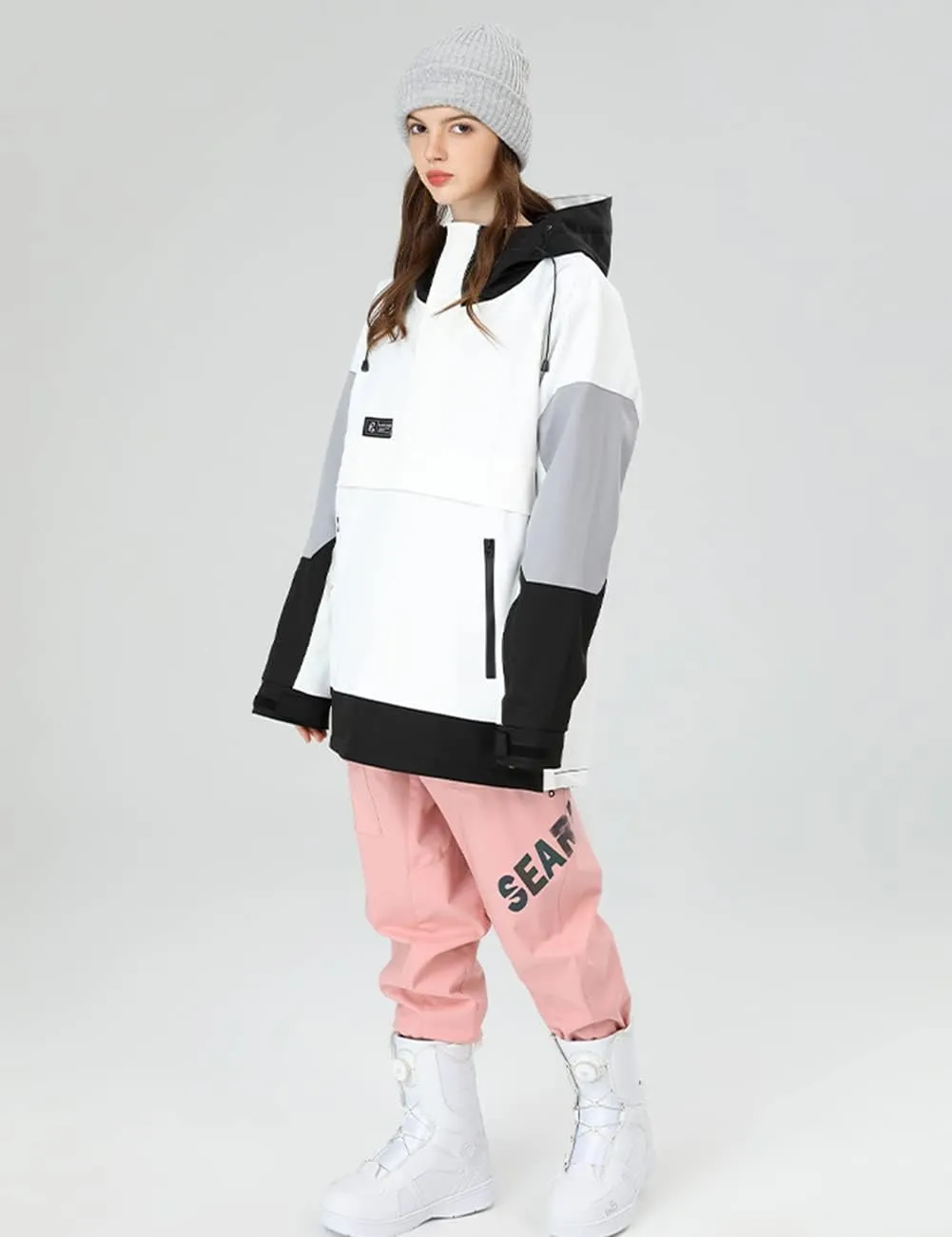 SEARIPE Womens Ski Jacket Mens Snow Jacket Waterproof Winter Snow Coat Couples Pullover Snowboard Hooded