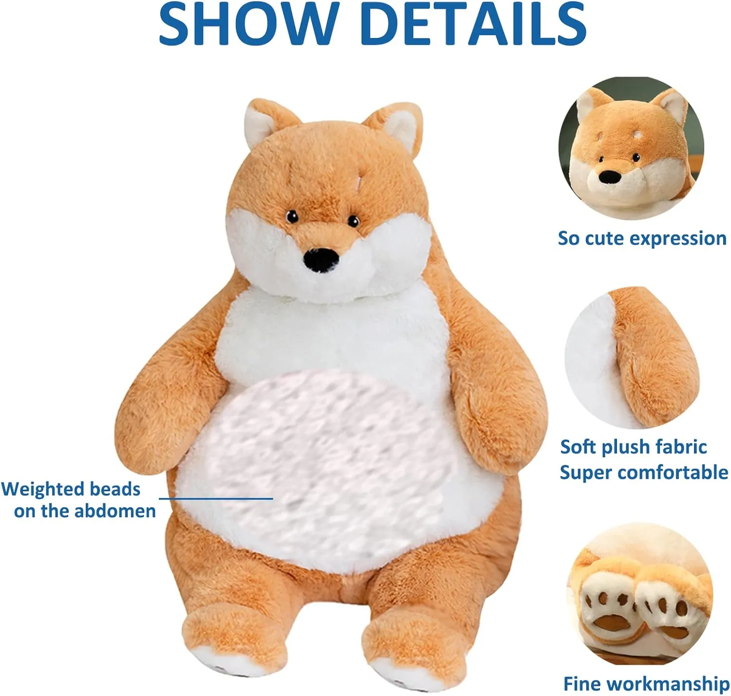Shiba Inu Weighted Stuffed Animals, 21.5" 5.2 lbs Weighted Shiba Inu Dog Plush Toy Large Weighted Plush Animal Pillow Gifts for Boys and Girls