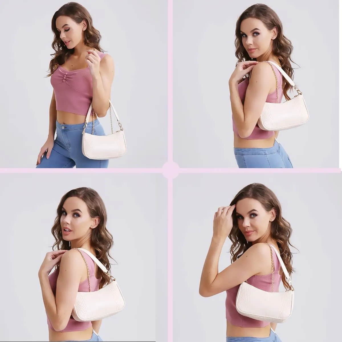 Shoulder Bag Retro Classic Purse Clutch Shoulder Tote HandBag with Zipper Closure for Women