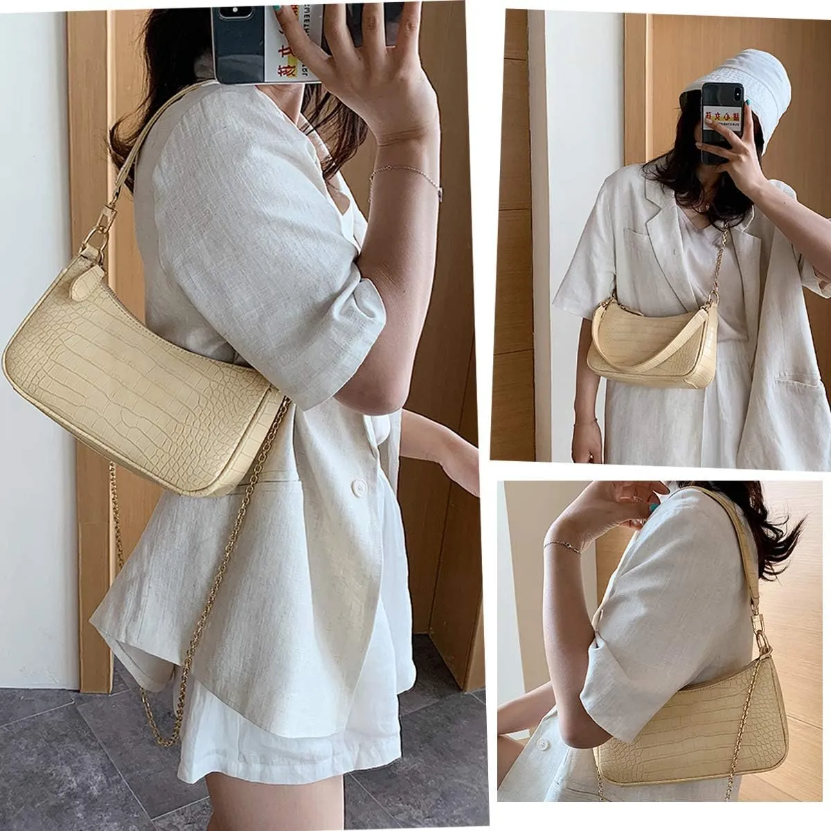 Shoulder Bag Retro Classic Purse Clutch Shoulder Tote HandBag with Zipper Closure for Women