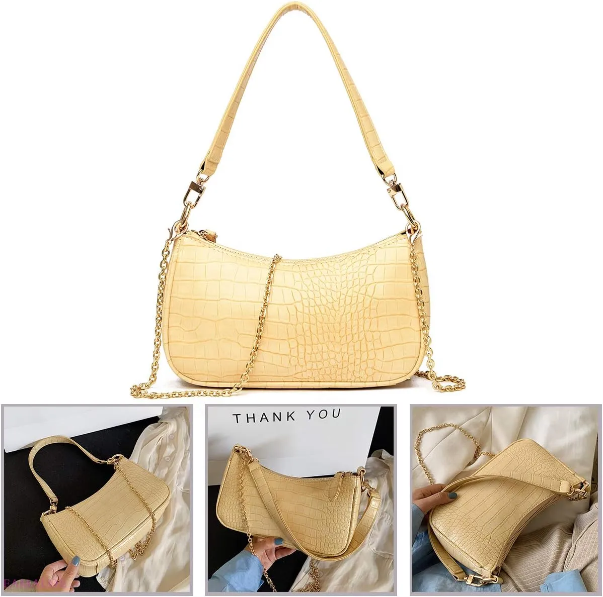 Shoulder Bag Retro Classic Purse Clutch Shoulder Tote HandBag with Zipper Closure for Women