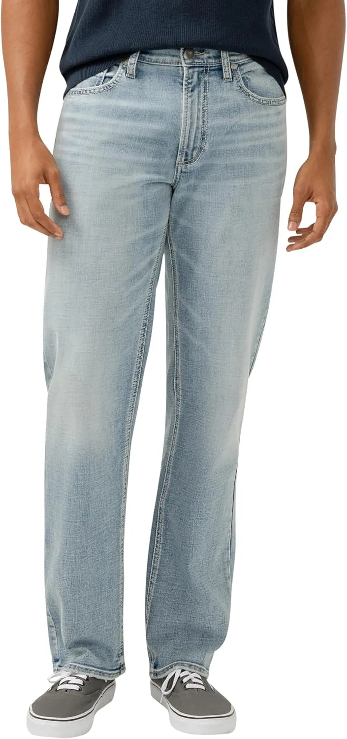 Silver Jeans Co. Men's Grayson Classic Fit Straight Leg Jeans, Light Indigo Wash