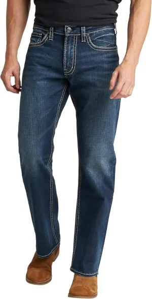 Silver Jeans Co. Men's Zac Relaxed Fit Straight Leg Jeans, Dark Indigo Wash, 34W x 36L