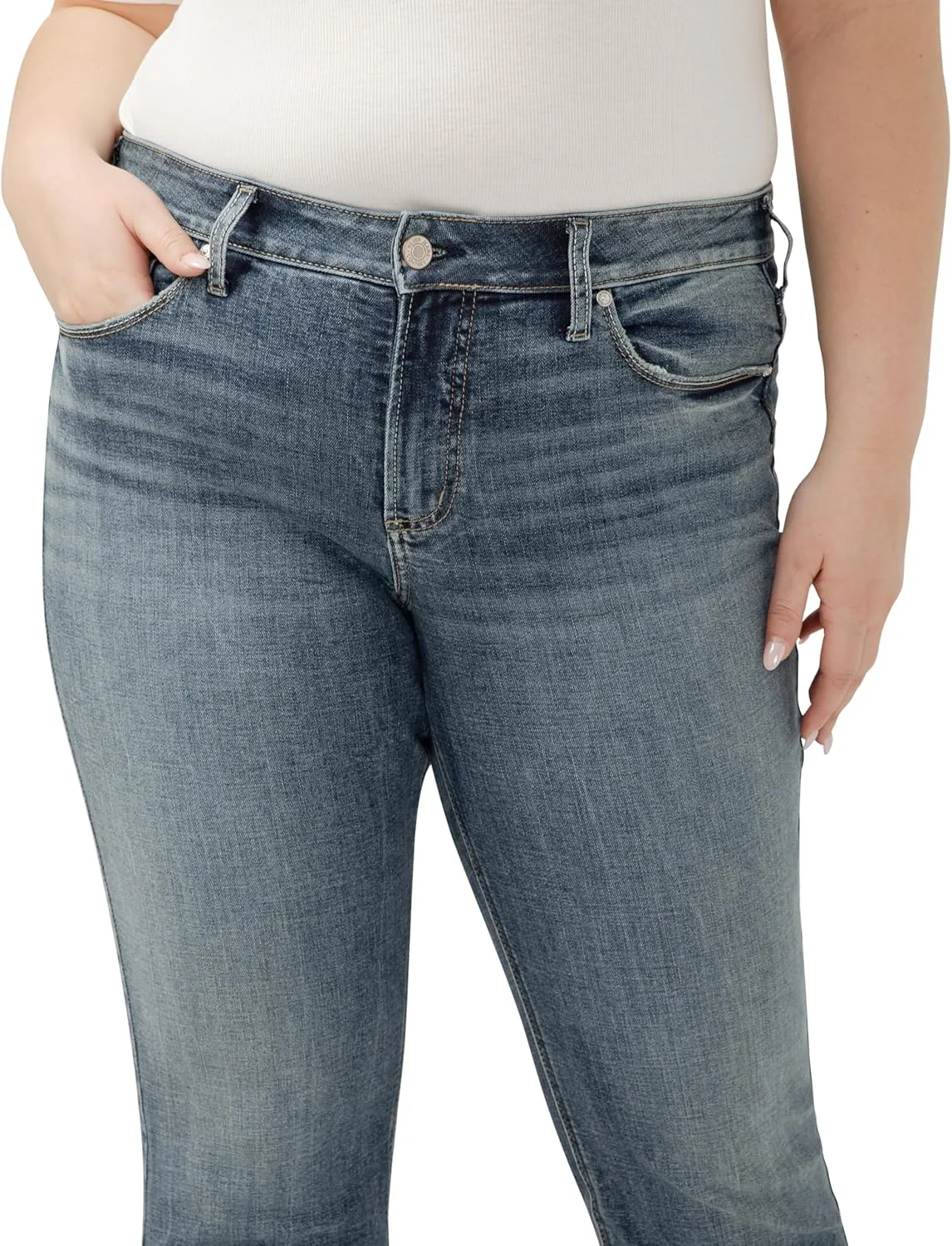 Silver Jeans Co. Women's Plus Size Suki Mid Rise Curvy Fit Bootcut Jeans
