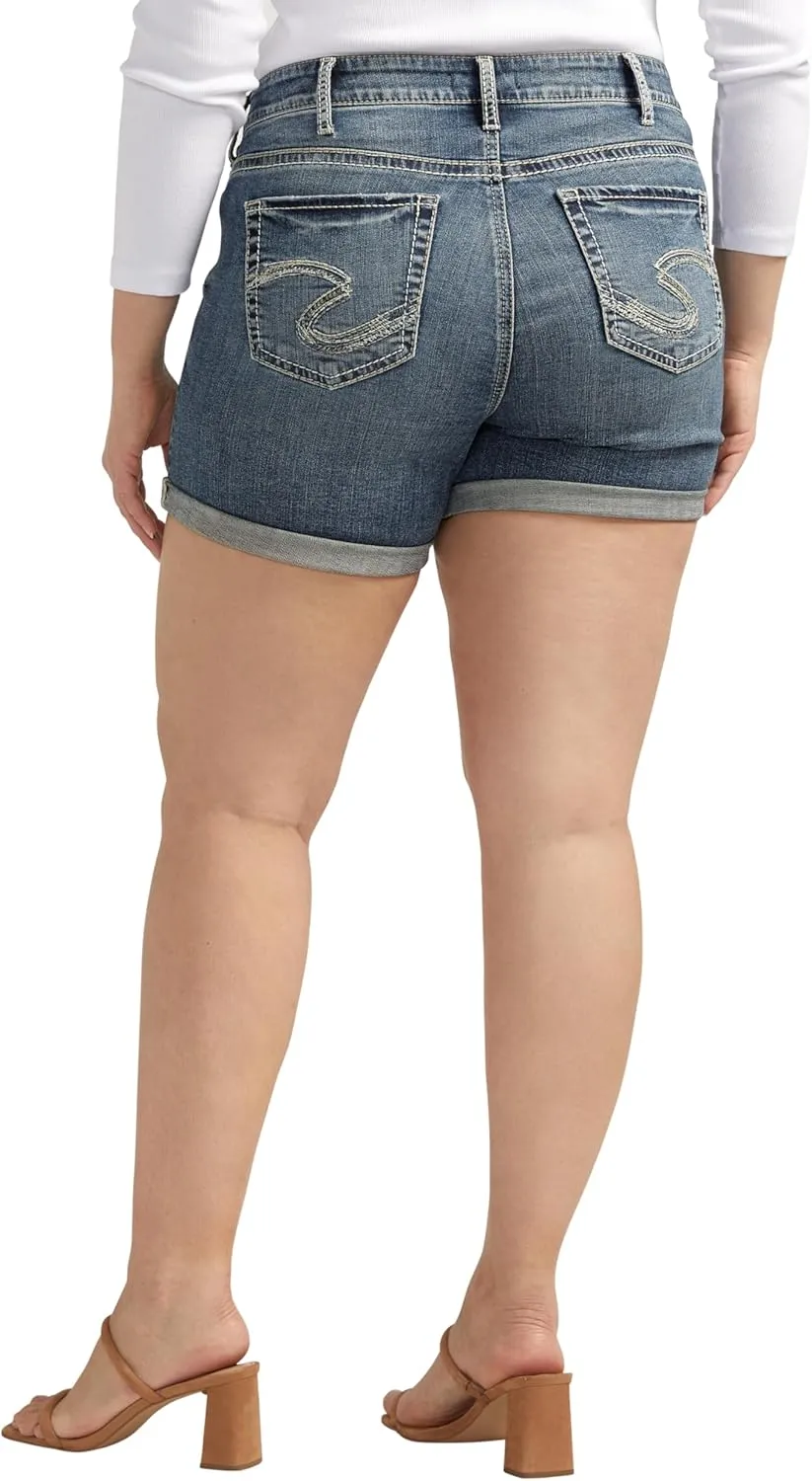 Silver Jeans Co. Women's Plus Size Suki Mid Rise Curvy Fit Short