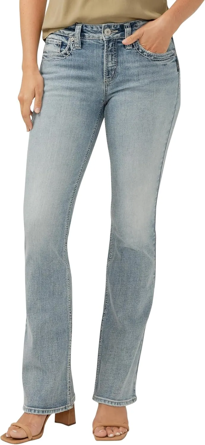 Silver Jeans Co. Women's Suki Mid Rise Curvy Fit Bootcut Jeans