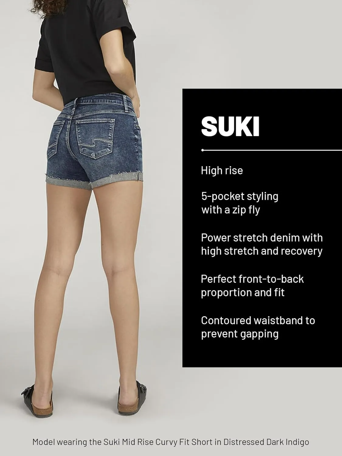 Silver Jeans Co. Women's Suki Mid Rise Curvy Fit Short