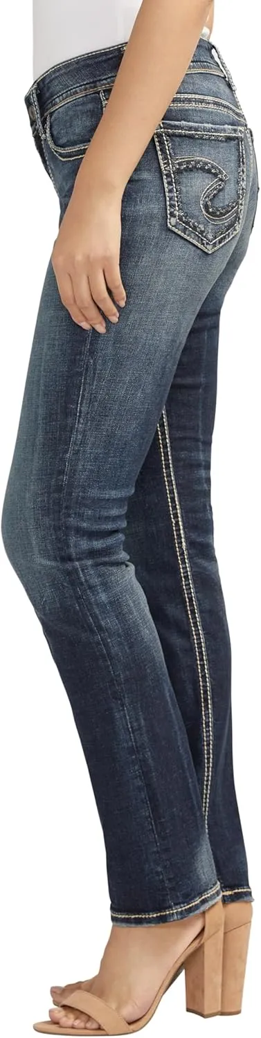Silver Jeans Co. Women's Suki Mid Rise Curvy Fit Straight Leg Jeans