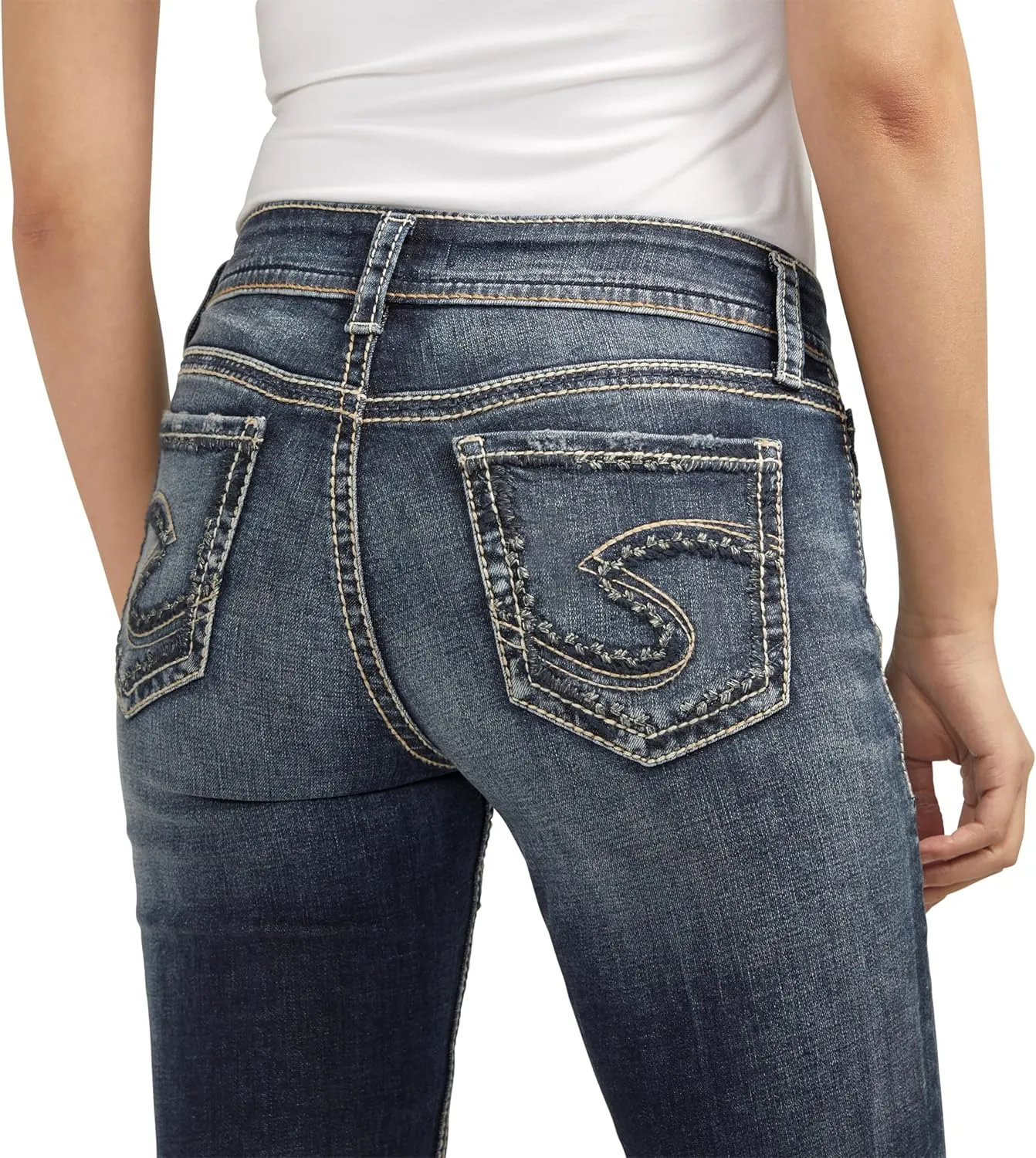 Silver Jeans Co. Women's Suki Mid Rise Curvy Fit Straight Leg Jeans