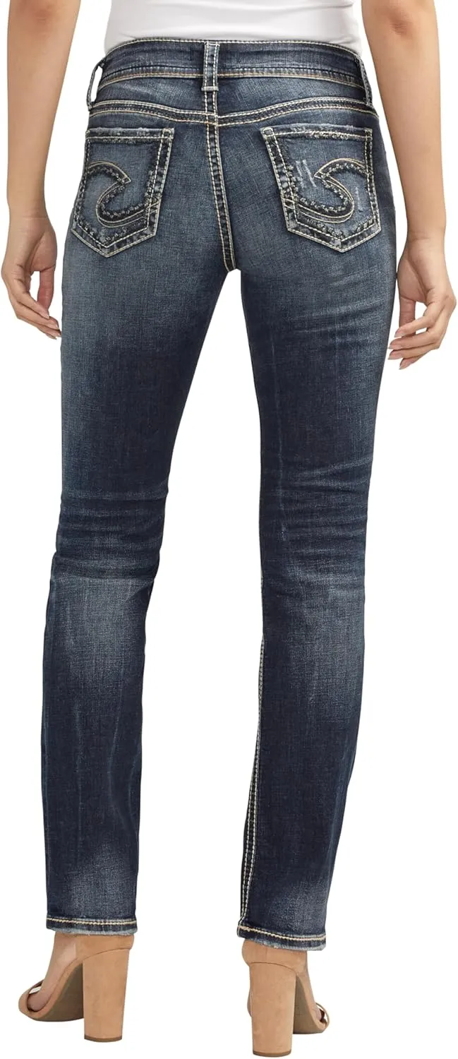 Silver Jeans Co. Women's Suki Mid Rise Curvy Fit Straight Leg Jeans