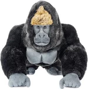 Silverback Gorilla Stuffed Animal, Black King Kong Chimpanzee Stuffed Toy, Plush Toy (16 Inch)