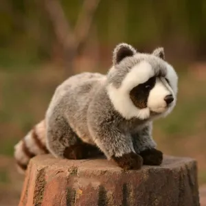 Simulation Raccoon Plush Toy 12 Inch Long, Cute Soft Raccoon Stuffed Animal Plush Toys for Kids Boys and Girls, Lifelike Stuffed Toy