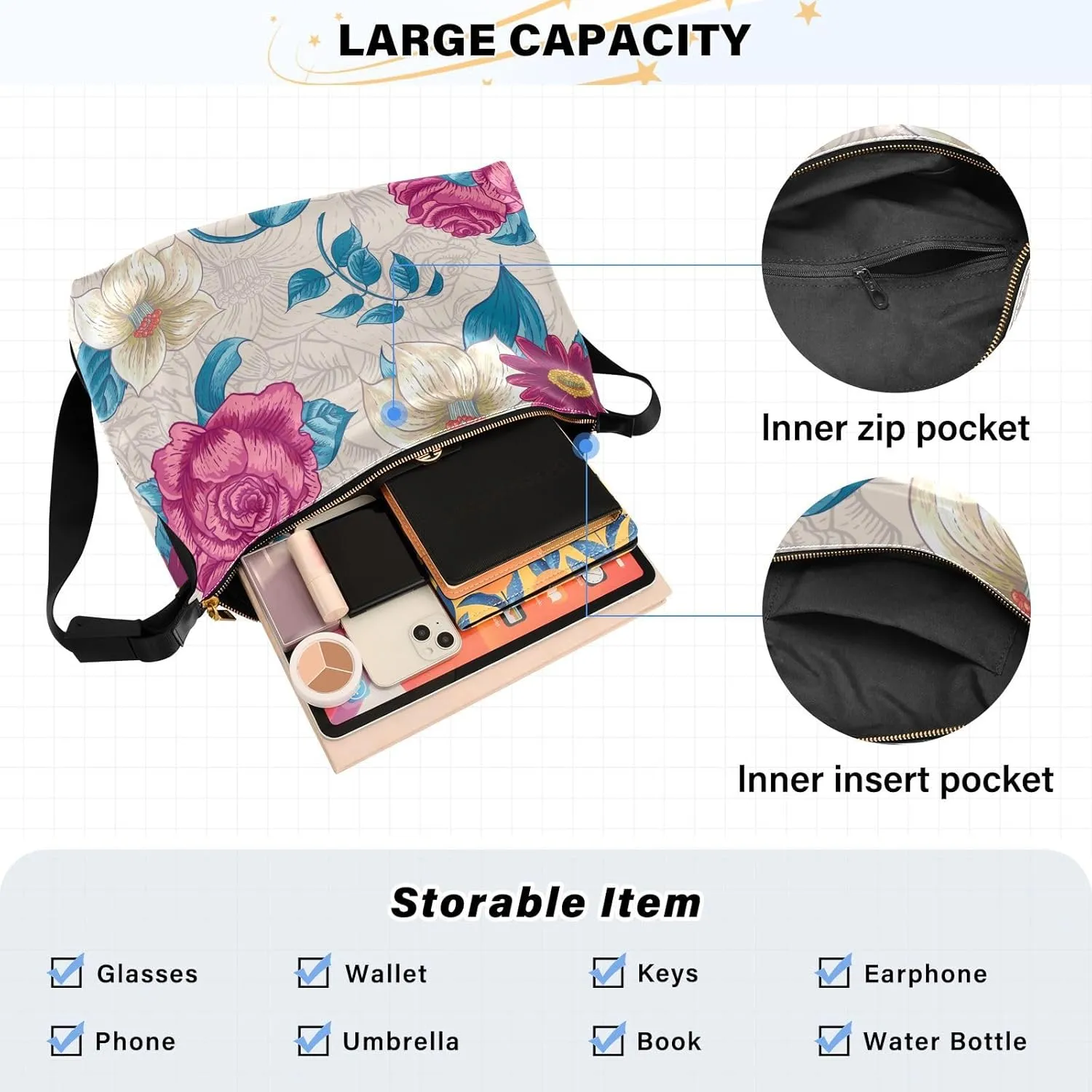 Sling Bag for Women Crossbody Purse Leather Shoulder Handbag Purses for Work Shopping Cycling Travel Running Patternt 1