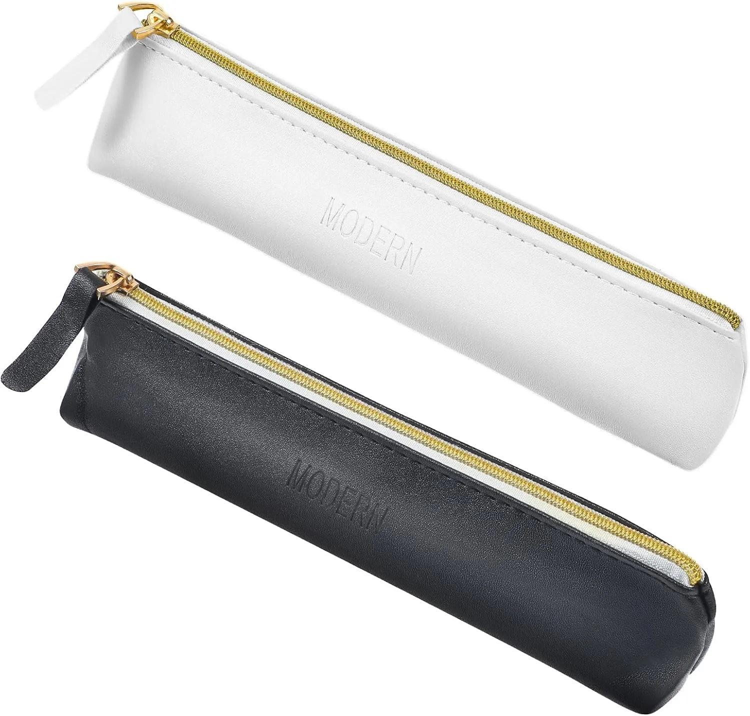 Small Leather Pouch Mini Cosmetic Bag with Zipper - Portable Cosmetic Organizer for Women & Girls - Black and White