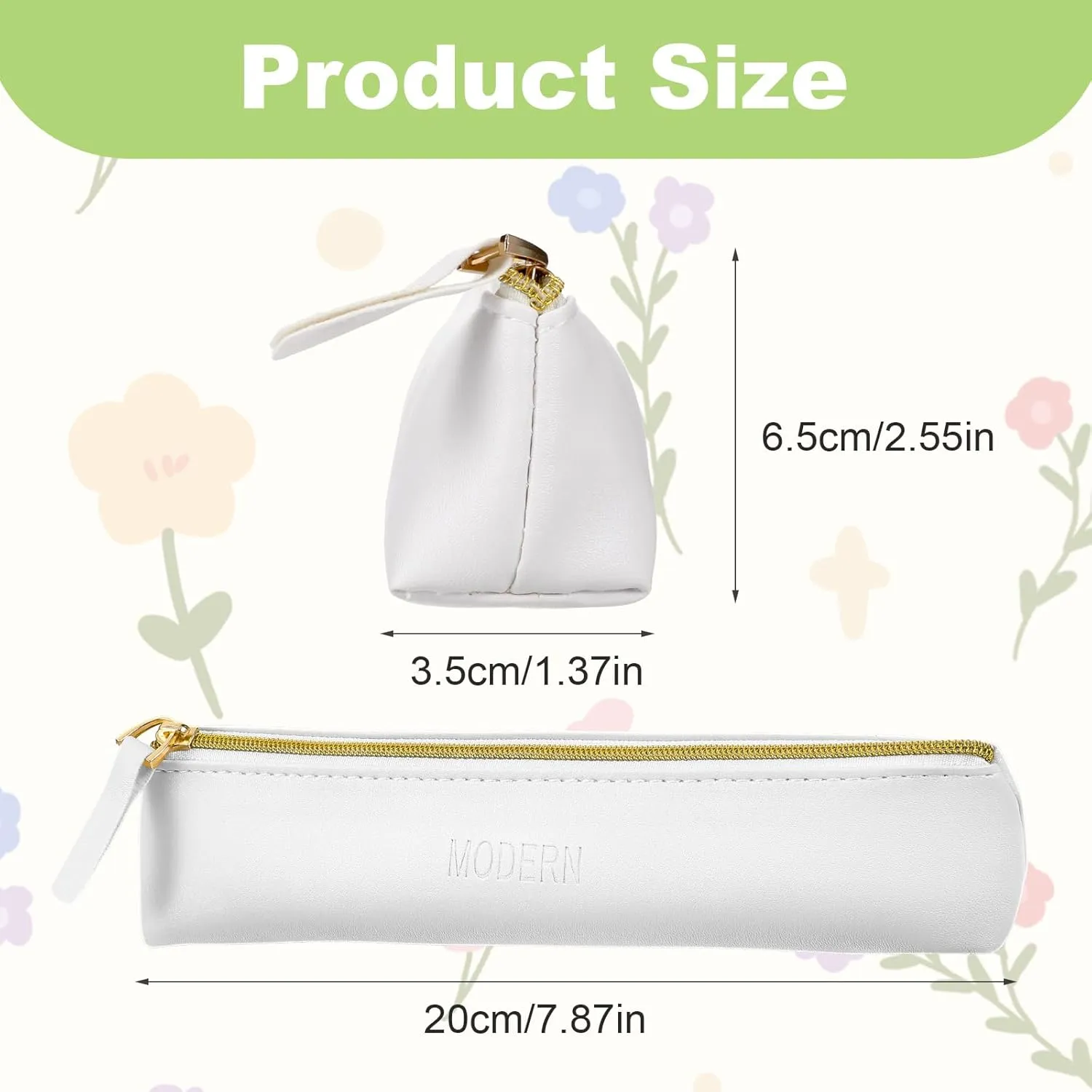 Small Leather Pouch Mini Cosmetic Bag with Zipper - Portable Cosmetic Organizer for Women & Girls - Black and White