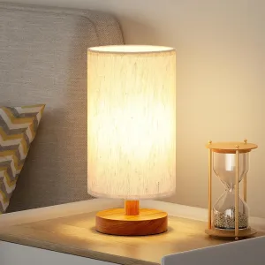 Small Table Lamp for Bedroom - Inline Control, Bedside Lamp with 3000K A15 LED Blub, Easy Assembly (Cream Shade - Walnut Base, 9" Inline Control)