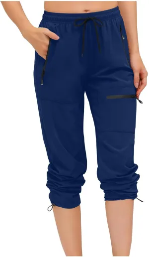 SMIDOW Womens Hiking Cargo Pants Lightweight Quick Dry High Waist Drawstring Jogger Pants Casual Workout Running Sweatpants