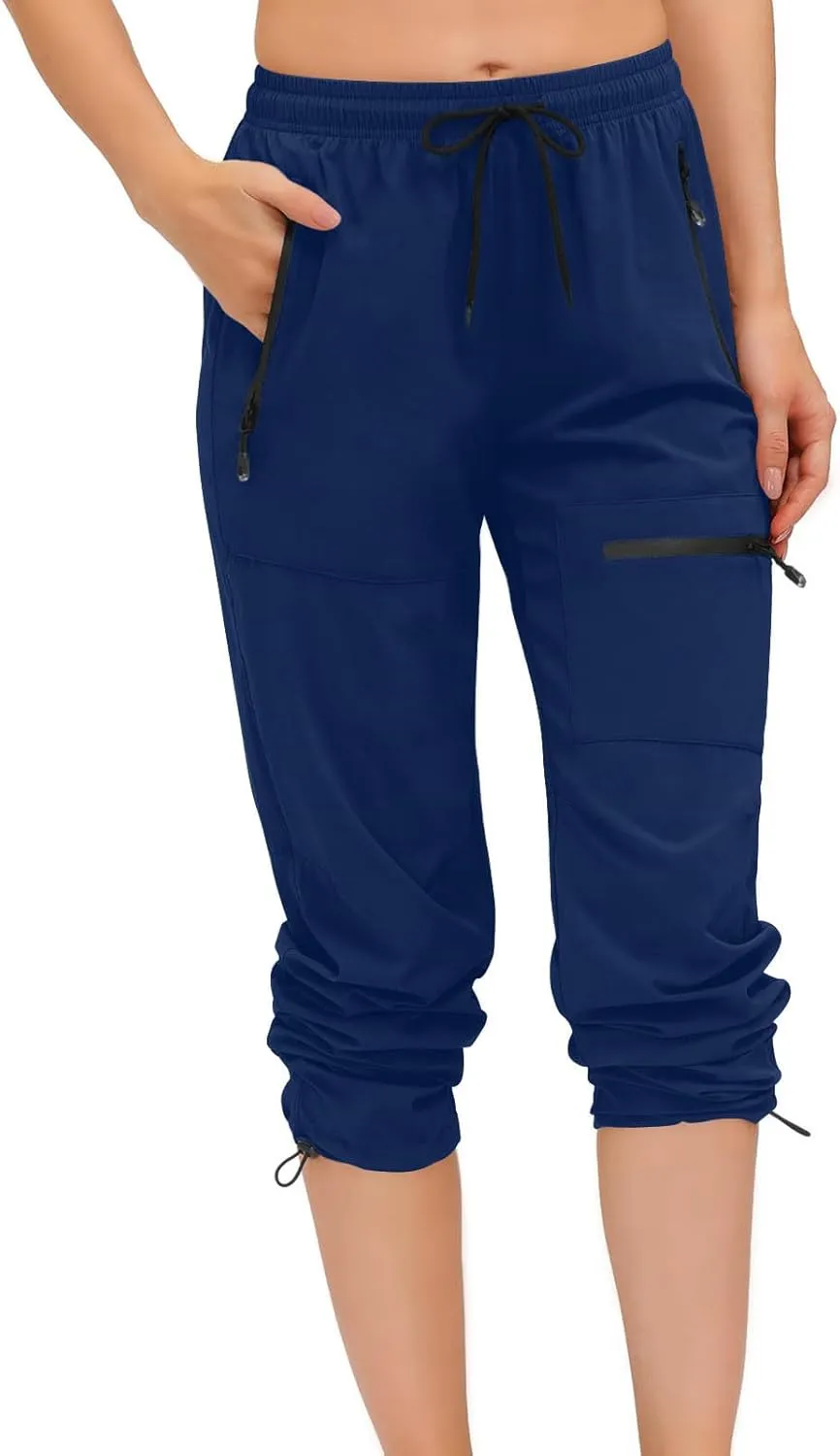 SMIDOW Womens Hiking Cargo Pants Lightweight Quick Dry High Waist Drawstring Jogger Pants Casual Workout Running Sweatpants