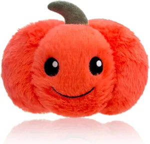 Smile Pumpkin Plush Stuffed Animal, Cute Furry Orange Pumpkin Toy, Soft Cuddly Plushie Hugger Toy for Boys Girls, Gifts for Kids or Girlfriend, 6 Inches
