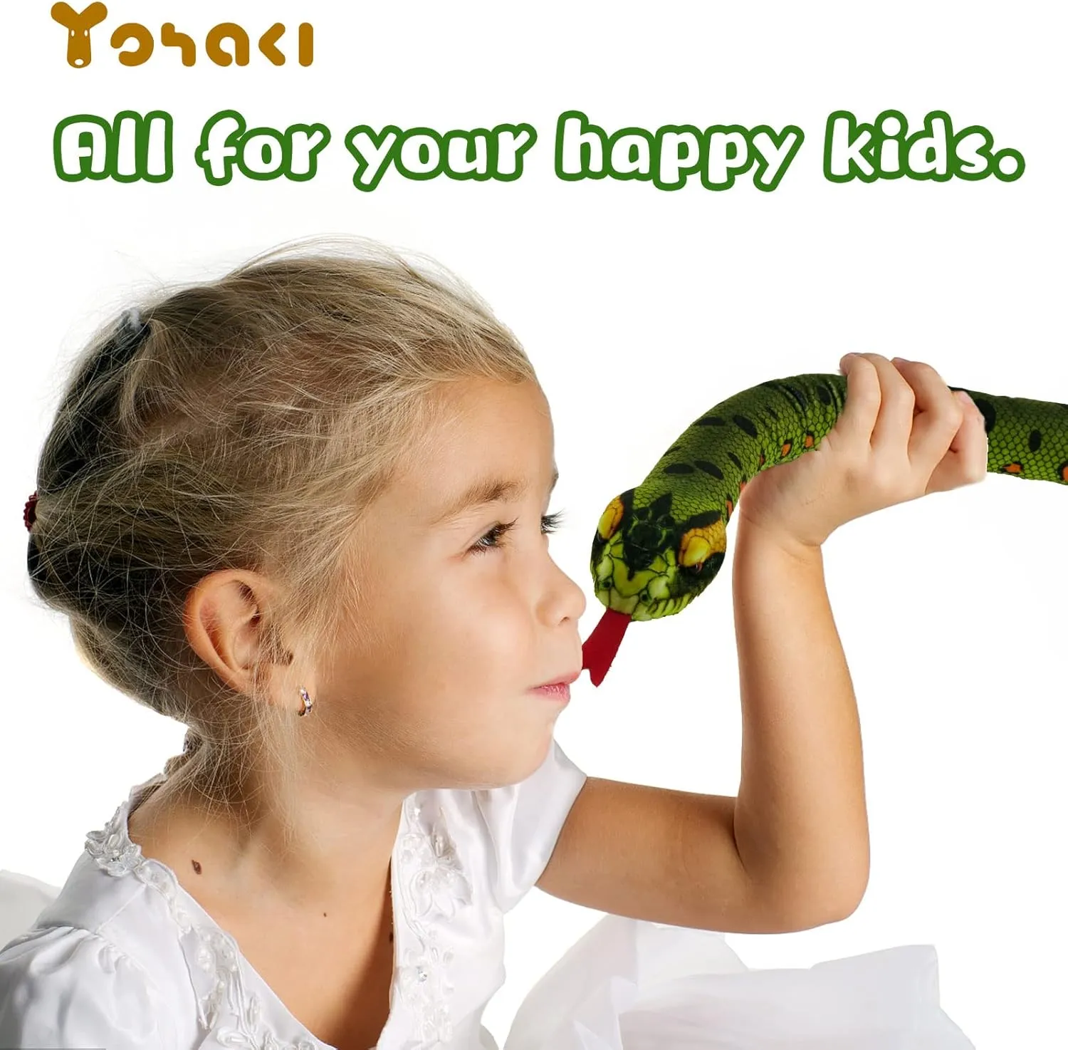 Snake Plush Toy, 59'' Large Washable, Huge Realistic Plush Cuddle Toy, Soft and Cute Children's Gift, Birthday Party Favor, Prank Prop (Green Python)