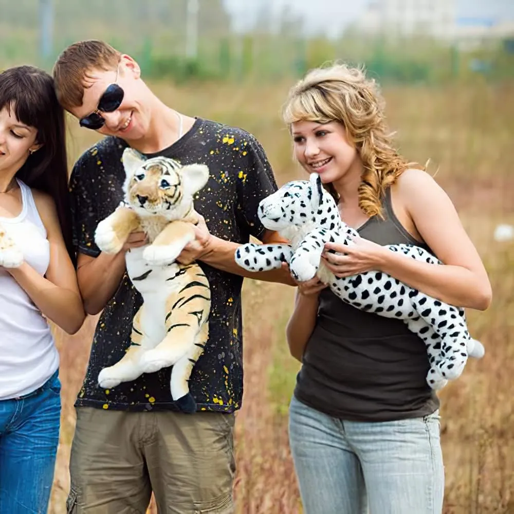 Snow Leopard Plush, 15.8" Large Stuffed Snow Leopard Stuffed Animal White Leopard Plush Toys Realistic Stuffed Animal Stuffy Jungle Birthday Easter Gift for Kids