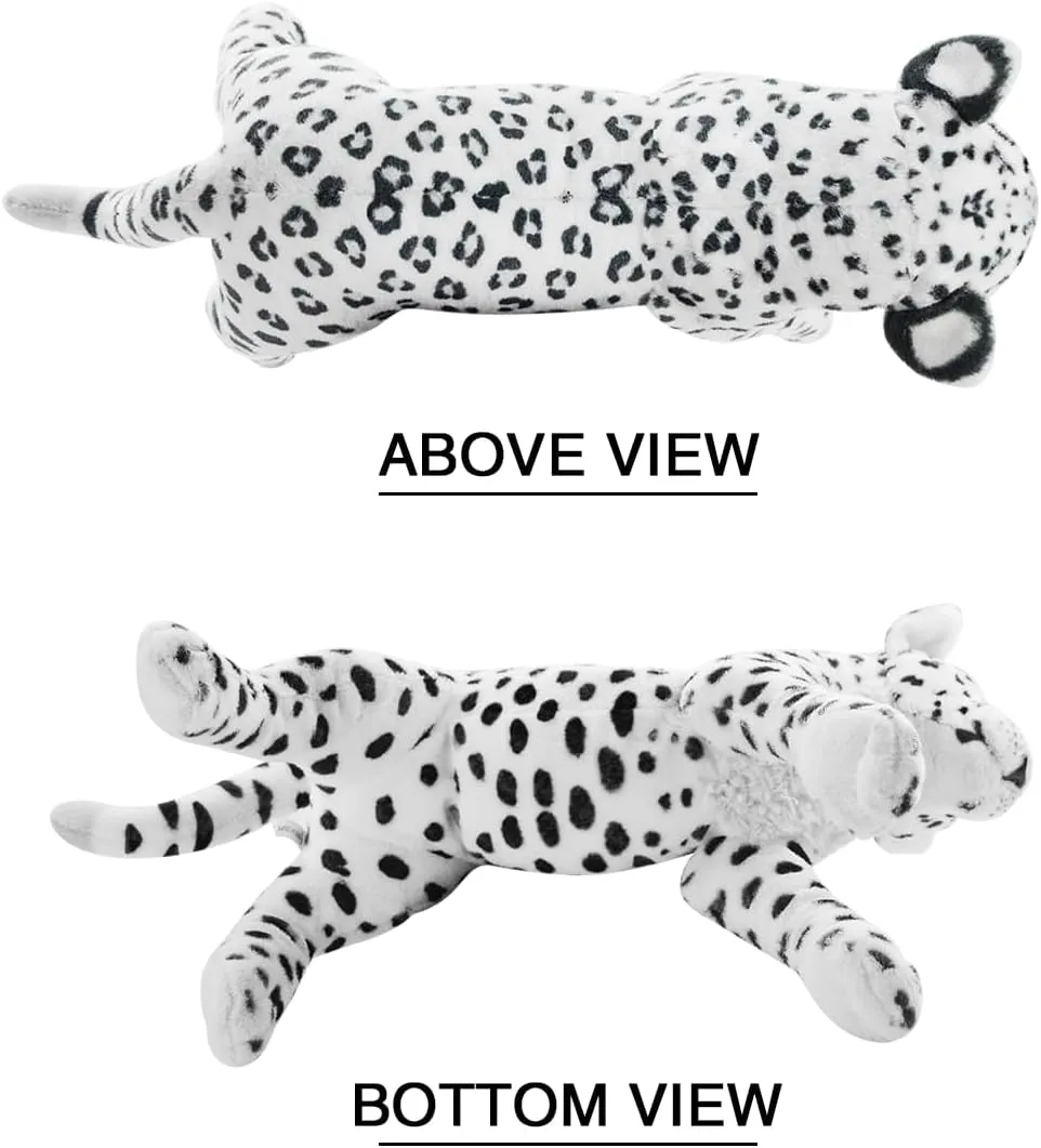 Snow Leopard Plush, 15.8" Large Stuffed Snow Leopard Stuffed Animal White Leopard Plush Toys Realistic Stuffed Animal Stuffy Jungle Birthday Easter Gift for Kids