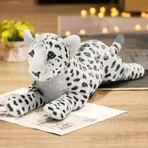 Snow Leopard Plush White 19" Large Snow Leopard Stuffed Animal Cute Soft Plush Toys Realistic Deocr Birthday Gift for Kids