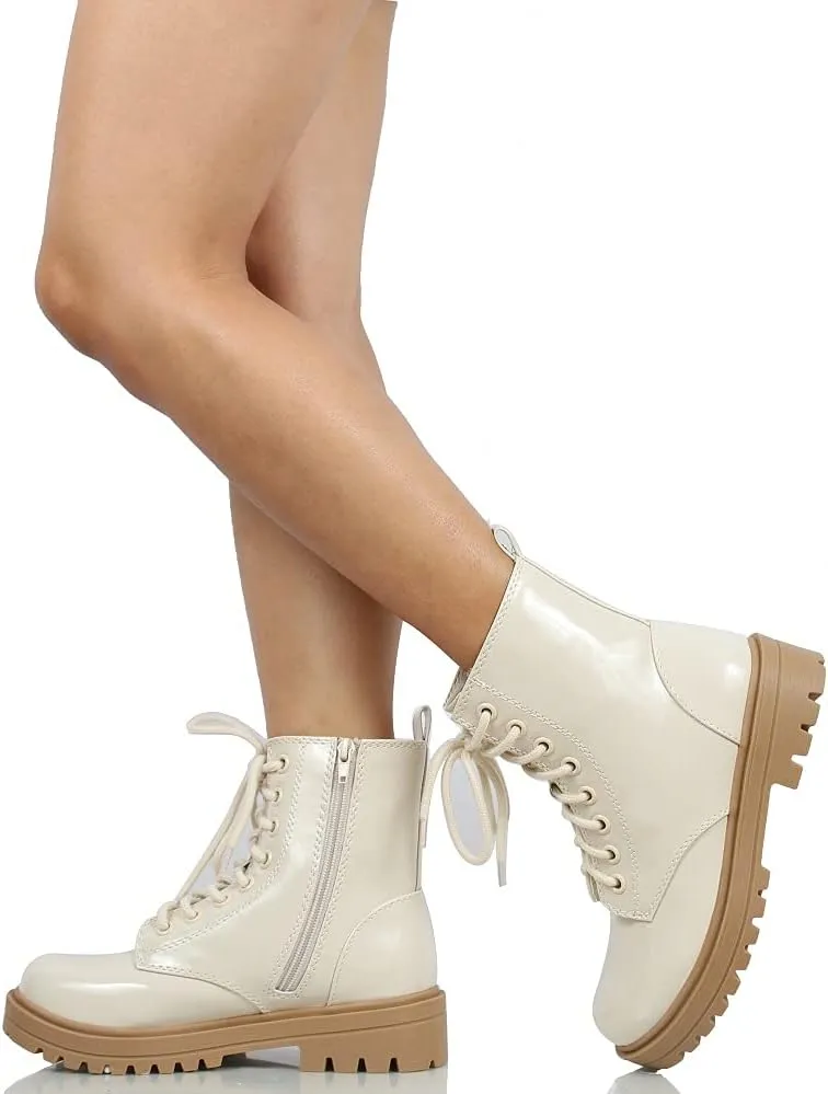Soda Women's Combat Lace Up Ankle Boot