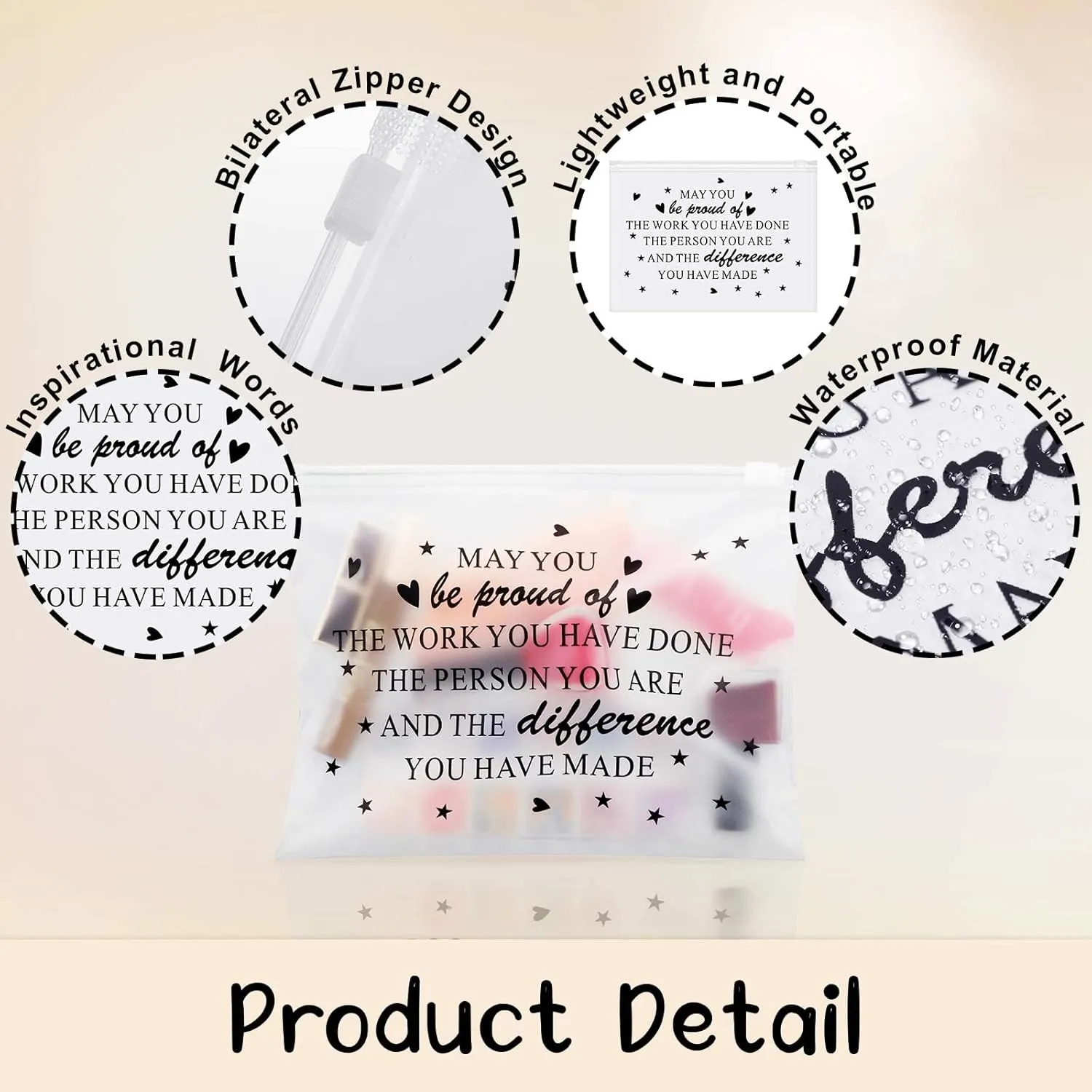 Sotiff 60 Pcs Inspirational Gifts for Women, Mother's Day Swag Bags Items, Bulk EVA Cosmetic Makeup Bag Employee Appreciation Gifts for Her Nurse Coworkers(Proud,8 x 6 Inch)