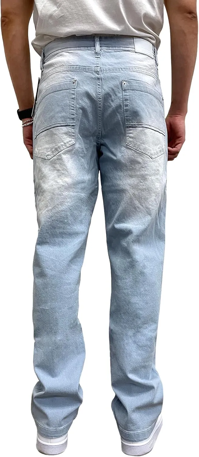 Southpole Men's Mid Rise Stretchable Straight Relaxed Fit Cross Hatch Denim Pants