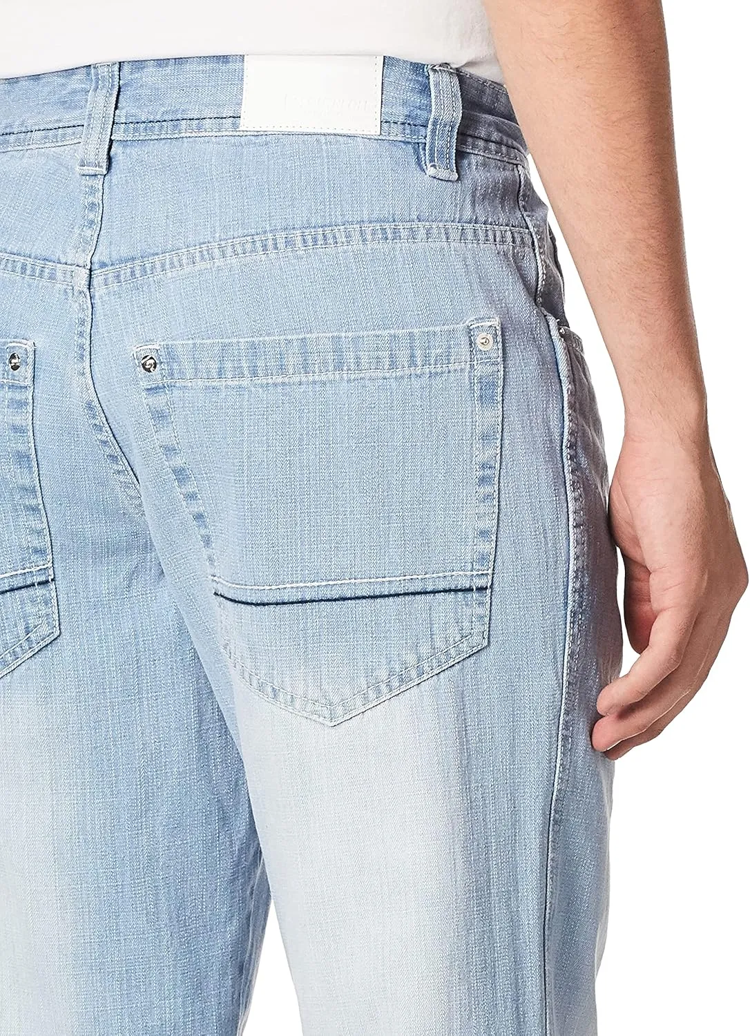 Southpole Men's Mid Rise Stretchable Straight Relaxed Fit Cross Hatch Denim Pants