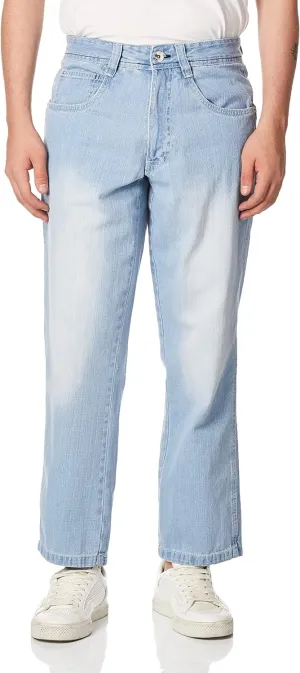 Southpole Men's Mid Rise Stretchable Straight Relaxed Fit Cross Hatch Denim Pants