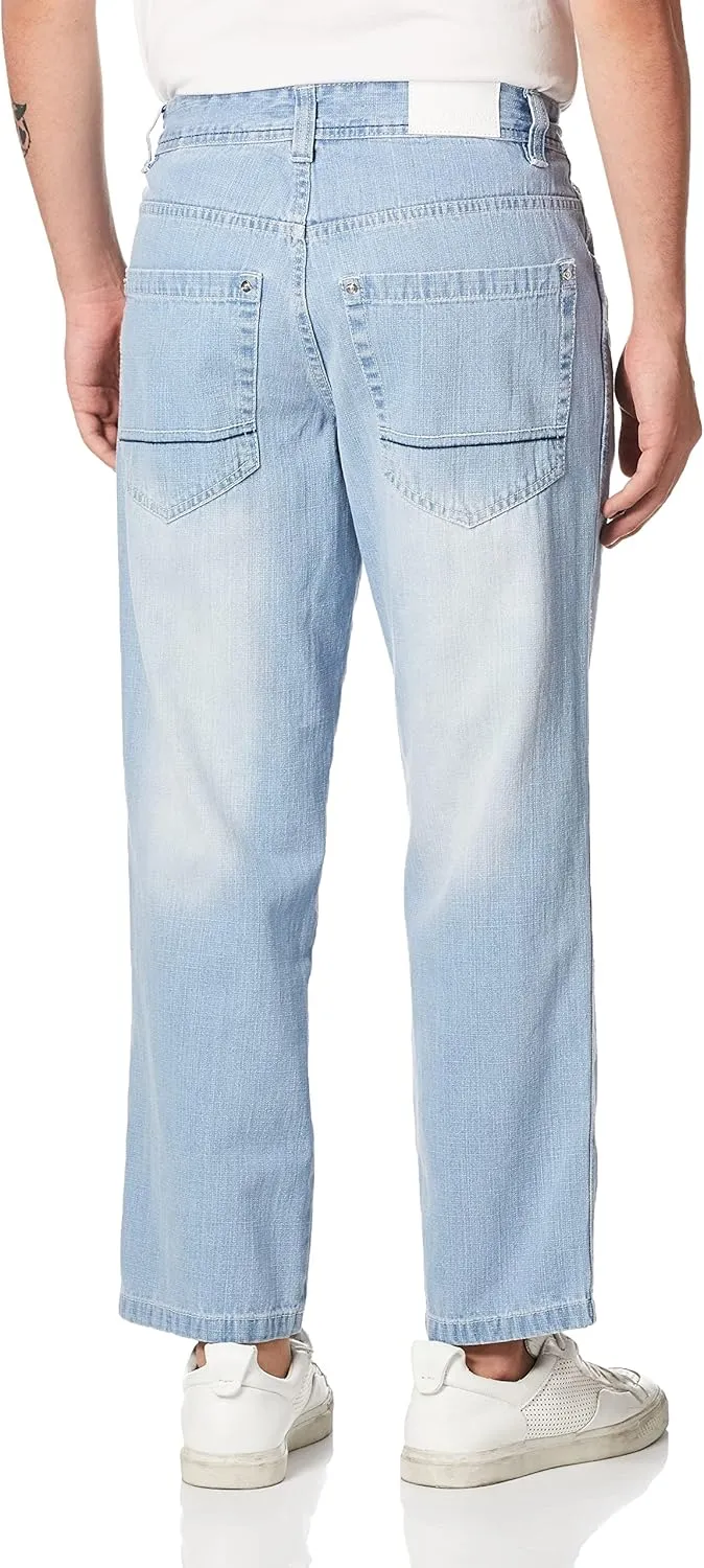 Southpole Men's Mid Rise Stretchable Straight Relaxed Fit Cross Hatch Denim Pants