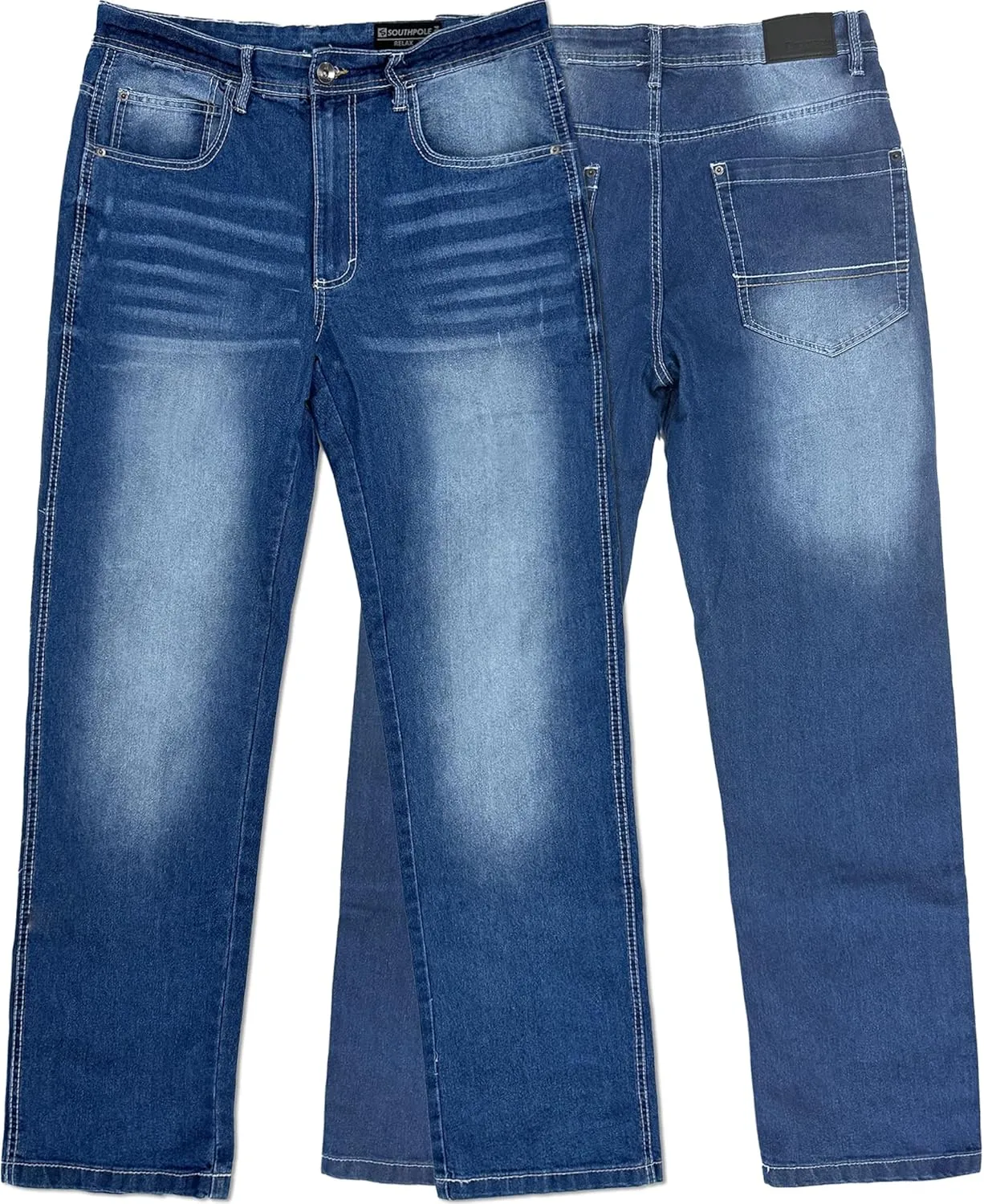 Southpole Men's Mid Rise Stretchable Straight Relaxed Fit Cross Hatch Denim Pants