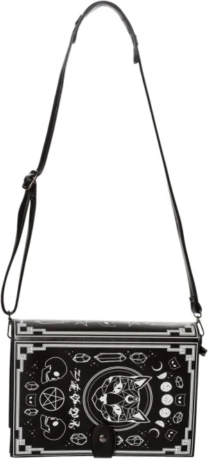 Spellbinder Bag with Cat Pentagram and Occult Symbols Handbag - Black or Off-White - One Size (Black)