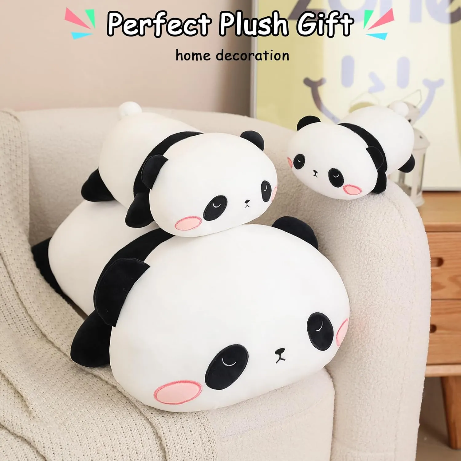 SQEQE Weighted Panda Plush, Weighted Panda Stuffed Animal, Cute Plushies Soft Bear Pillow Toy Gift for Kids Adults 23.6 Inch, 3.1 Lbs