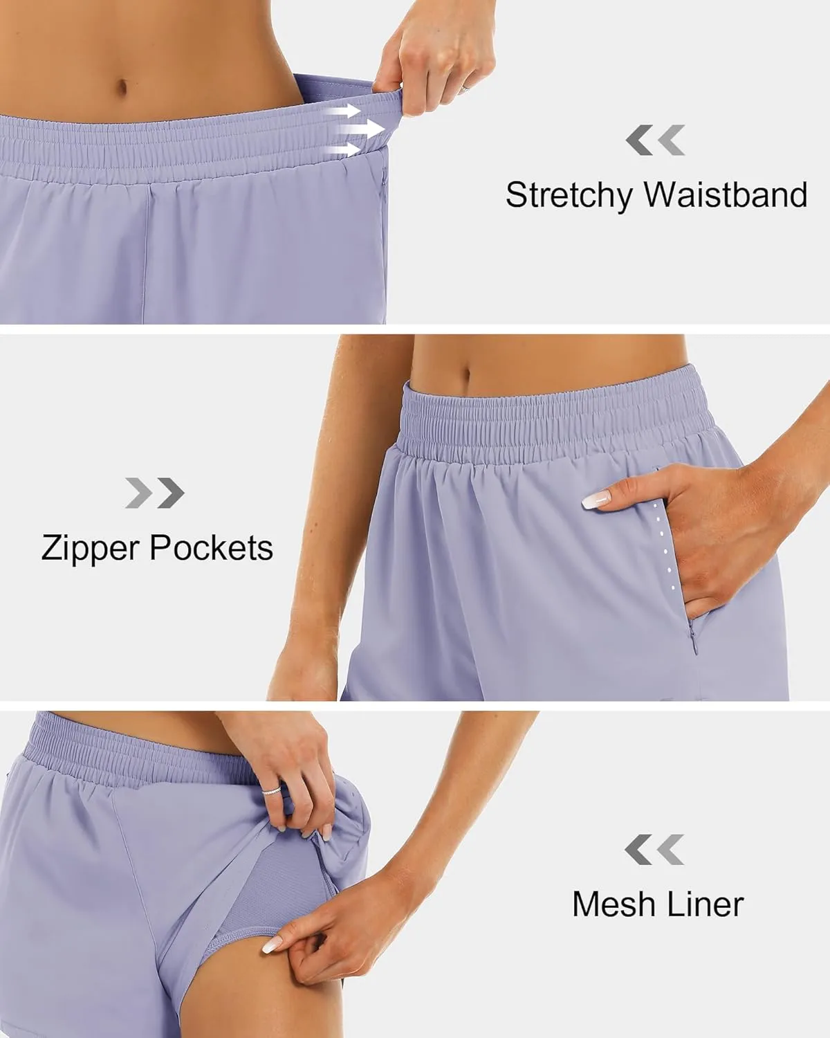 Stelle Women's 3.5" High Waisted Running Shorts Quick-Dry Gym Shorts Workout Athletic Shorts Mesh Liner with Zipper Pockets