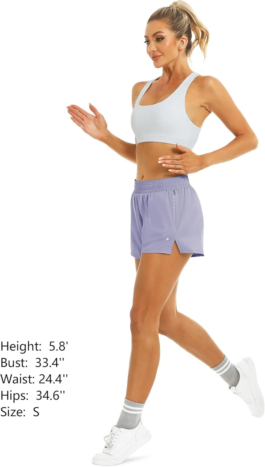 Stelle Women's 3.5" High Waisted Running Shorts Quick-Dry Gym Shorts Workout Athletic Shorts Mesh Liner with Zipper Pockets