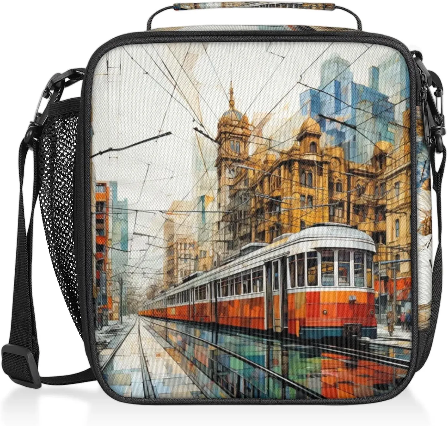 Streetcar Lunch Bags for Women Men Insulated Lunch Box Lunchbox Cooler Tote Bag Shoulder Strap Reusable for Work Travel Picnic