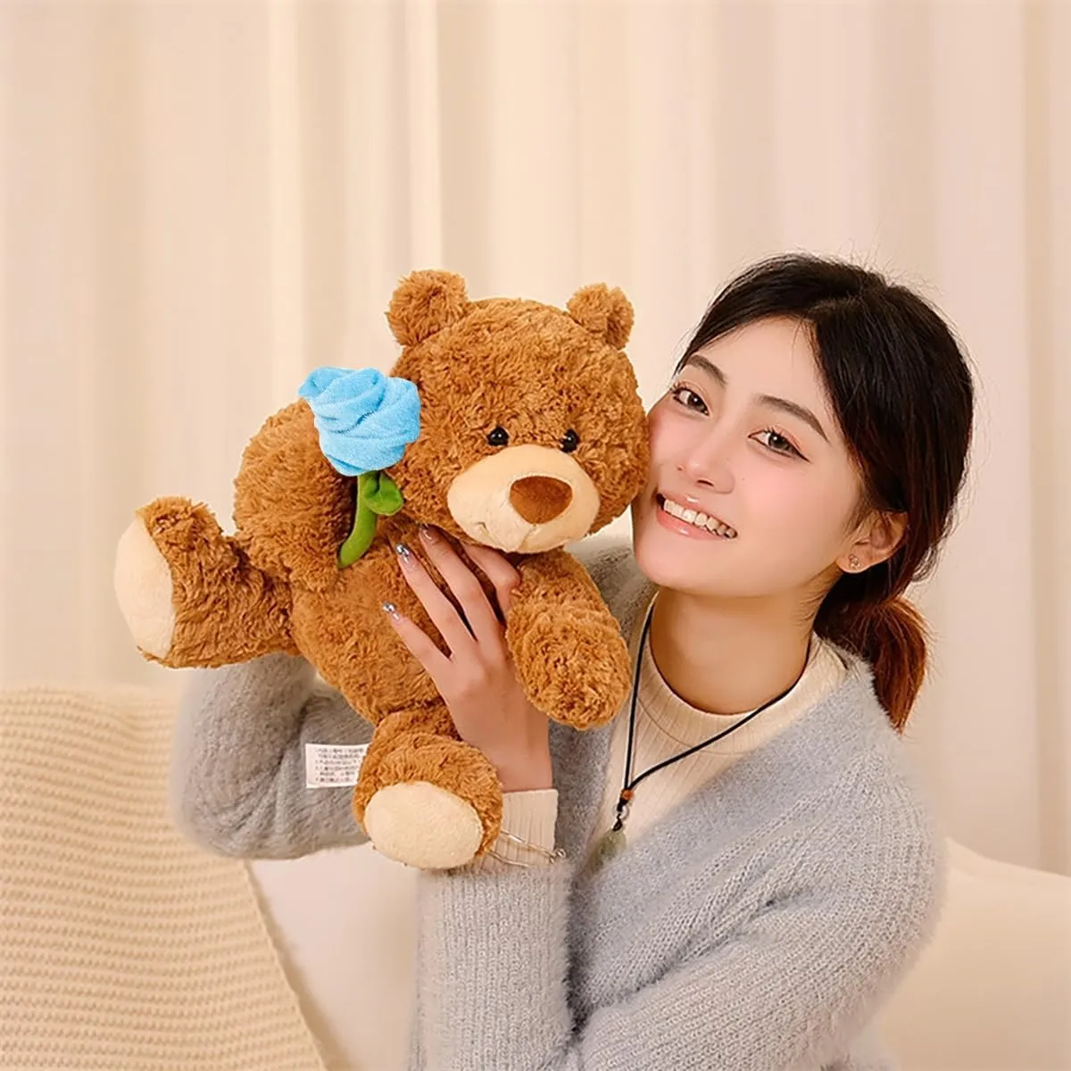 Stuffed Rose Teddy Bear Gifts for Mother's Day, 11''Soft Cute Plush Animal Toy Birthday Present for Her/Girlfriend Lover Mom Kids Gifts Home Decor
