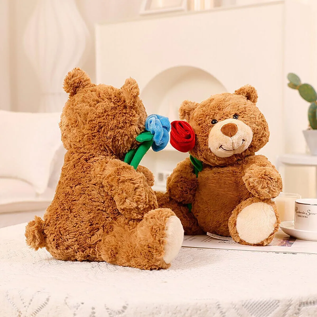 Stuffed Rose Teddy Bear Gifts for Mother's Day, 11''Soft Cute Plush Animal Toy Birthday Present for Her/Girlfriend Lover Mom Kids Gifts Home Decor