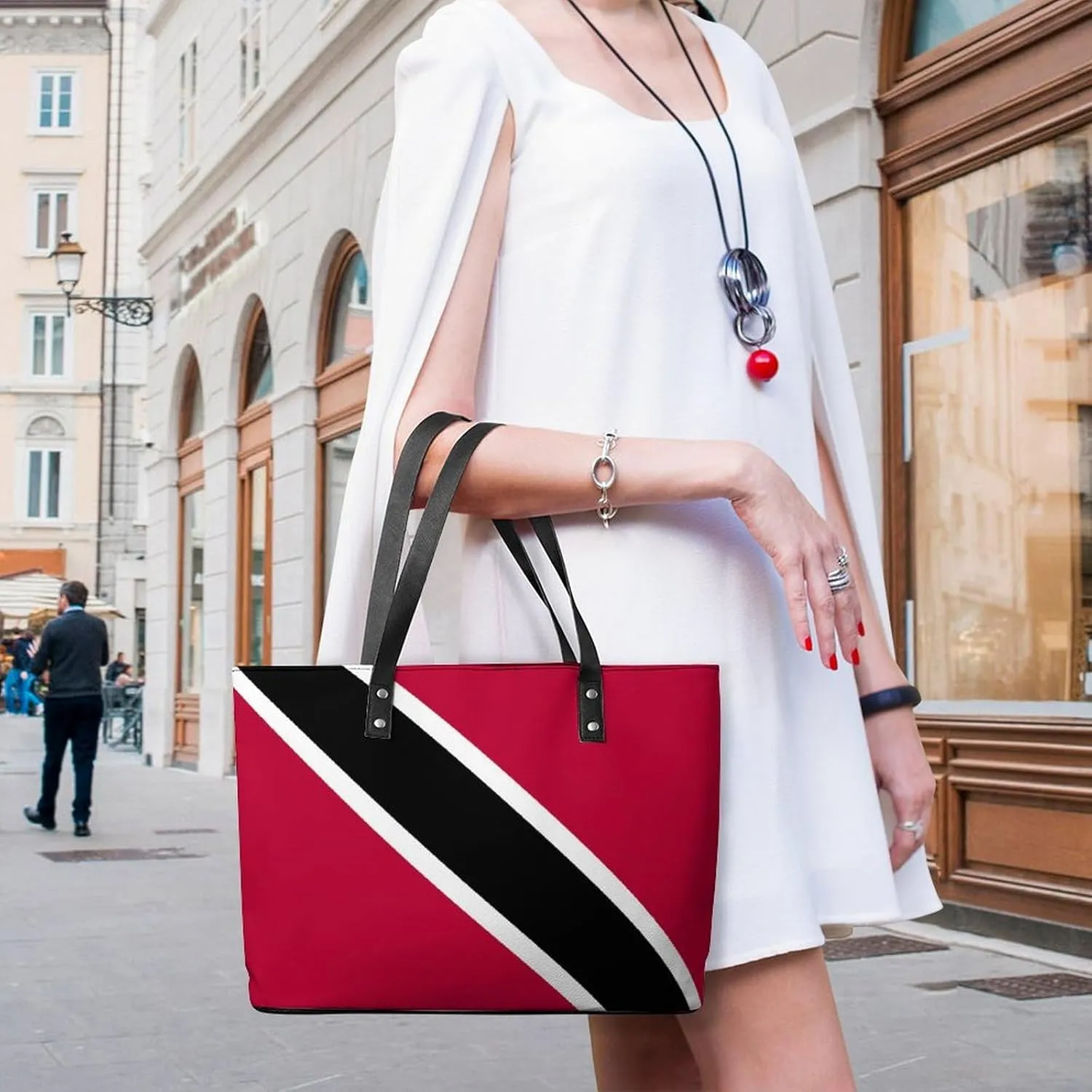 Stylish Yemen Flag Zipper Tote Bag for Women Large Capacity Leather Everyday Handbag