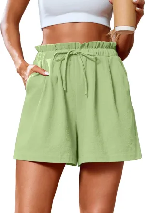 SUEANI Women's Casual Shorts Drawstring Elastic Waist Shorts Summer Beach Shorts with Pockets